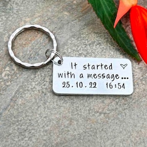 It Started With A MESSAGE, Couples Keyring, Personalised Valentine's, Wedding, Anniversary Gift