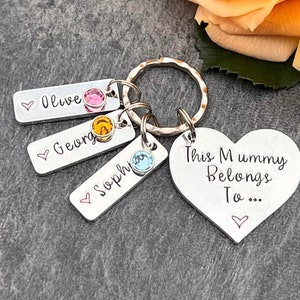 Mummy Keyring with Preciosa Birthstones, Personalised Gift for Mum, Stepmum, This Mummy Belongs To, Mother's Day Gift