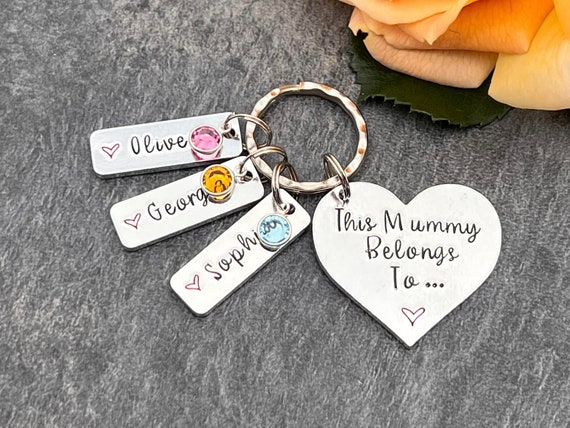 CraftingWithMyChis Mom Since Personalized Keychain with Dates, Mothers Day Gift, Personalized Mom Keychain, Custom Mom Keychain Wood / Pink