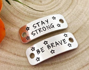 Personalised Trainer Tags, Stay Strong Be Brave, Running Shoe Tag, Marathon Running Gift