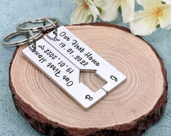 New Home Keyring Set, Our First Home Gift, Couples Keyring, Housewarming Gift
