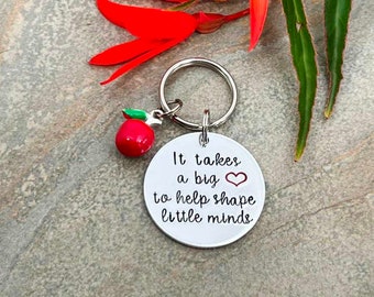 Teacher Gift, Hand Stamped Personalised Keyring Keychain, Teacher Gift, Teaching Assistant, Nursery, Childminder Gift, End of Year Gift