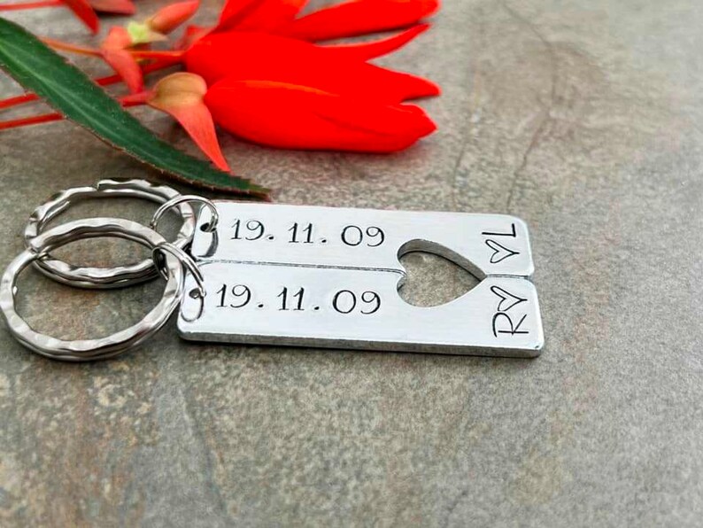 Couples Keyring, Personalised Special Date Gift, Relationship, Wedding, Anniversary, Valentine's Gift image 4