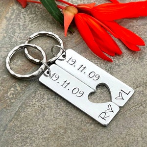 Couples Keyring, Personalised Special Date Gift, Relationship, Wedding, Anniversary, Valentine's Gift image 3