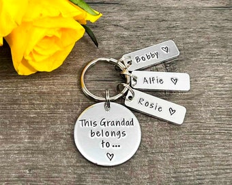 This Grandad Belongs To Keyring, Grandad Personalised Keyring, Father's Day Gift