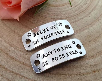 Personalised Trainer Tags, Hand Stamped Marathon Running Gift