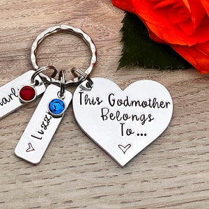 Godmother Keyring with  Birthstones, This Godmother Belongs To Personalised Keyring, Mother's Day Gift