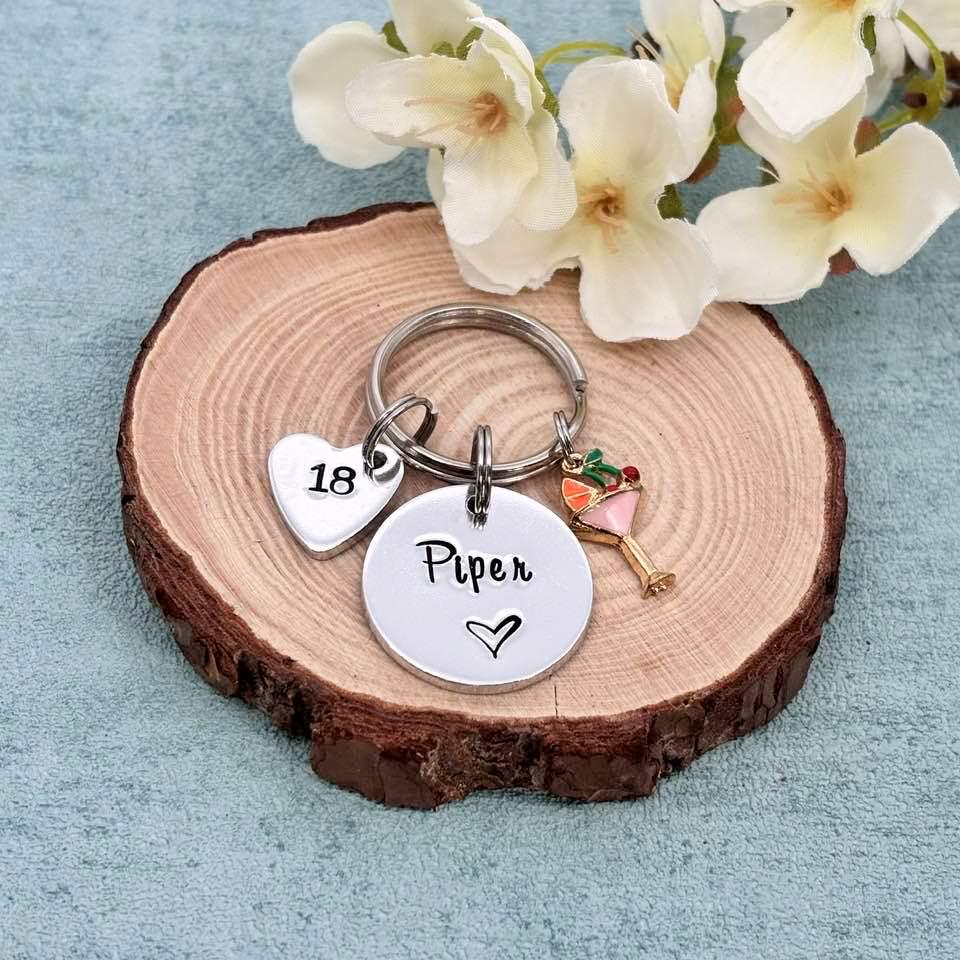 Girls 18th Birthday Gift, 18th Birthday Keyring, Personalised Eighteenth Birthday Keyring