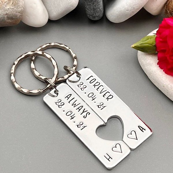 Couples Keyrings, Special Date Forever Always Keyring, Relationship Wedding Anniversary Valentines Gift