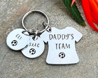 Daddy Gift, Daddy's Team, Football Player Lover Keyring, Grandad Keyring, Personalised Father's Day Gift