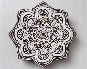 Mandala wooden block printing stamp | Textiles, henna, fabric | ethnic design, hand carved and made in India