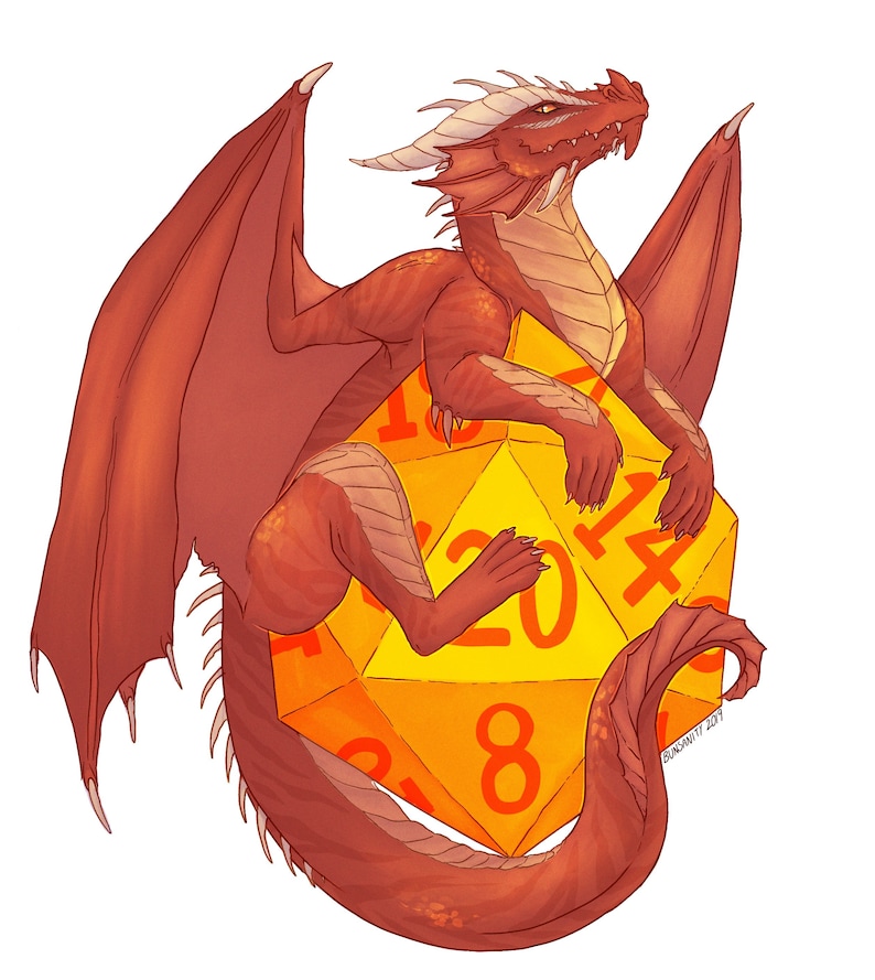 D20 Dragon Dungeons and Dragons DND Wall Art Poster Print Etsy