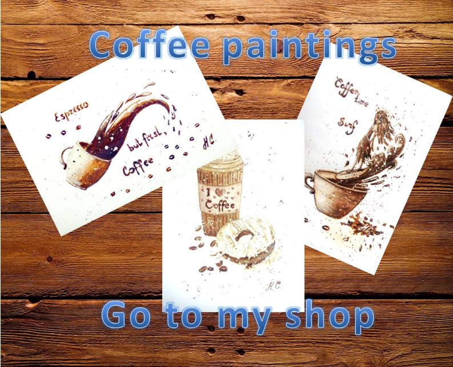 Coffee bar decor Coffee cup painting Coffee cup wall art | Etsy