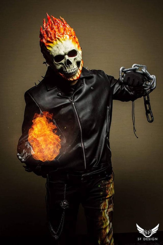 Details about  / Ghost Rider Skull Mask Cosplay Prop Halloween Party Mask Fancy Dress Prop New