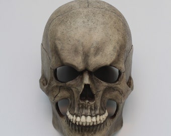 Full head angry skull mask with movable jaw