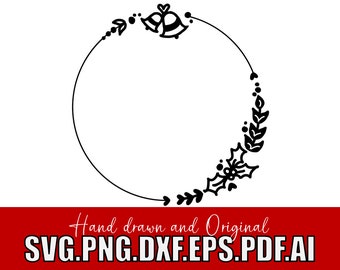 Christmas bells wreath / svg png dxf eps pdf ai / cricut glowforge / commercial use procreate art digital files supplies/ border/ hand-drawn