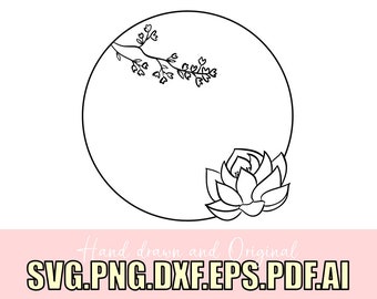 Hand-drawn floral border / svg png dxf eps pdf ai / cricut glowforge / commercial use procreate art digital files supplies/ border/ original