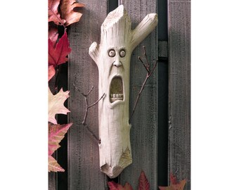 Stick Man Sculpture, Whimsical Stick Man Plaque, Lumberjack Gift, Screaming Stick Man Stone, Woodsman Plaque, Halloween Gift, Nature Stick
