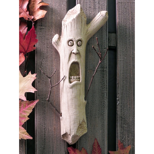 Stick Man Sculpture, Whimsical Stick Man Plaque, Lumberjack Gift, Screaming Stick Man Stone, Woodsman Plaque, Halloween Gift, Nature Stick