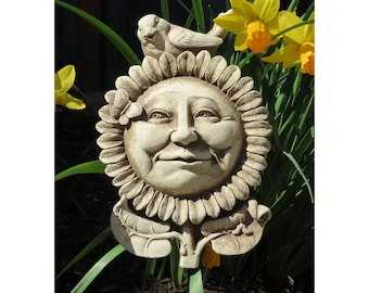 Sunflower Garden Plaque, Gardening Gift, Sunflower and Bird Plaque, Sunflower & Bird Wall Plaque, Sunflower Face, Garden Flower,Garden Art,