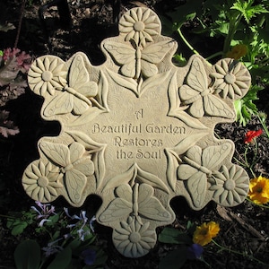 Butterfly Stepping Stone and Wall Plaque for Garden & Home, Butterfly Wall Decor with Hook, Butterfly Art for Housewarming Gift, Garden Gift
