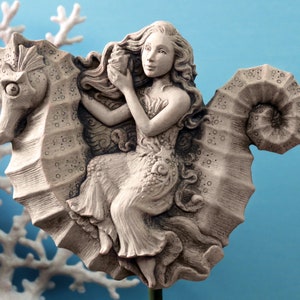Sea Fairy Sculpture Coastal Art, Beach Wall Art, Stone Sculpture Sea Horse and Fairy Art, Beachcomber Art, Sea Sculpture, Seahorse Sculpture