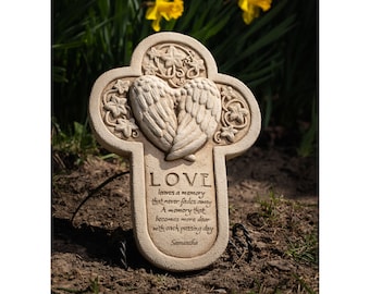 Personalized Memorial Plaque, Engraved Sympathy Cross with Angel Wings, Custom Engraved Gift - Loss of a Loved One, Celtic Memorial Plaque,