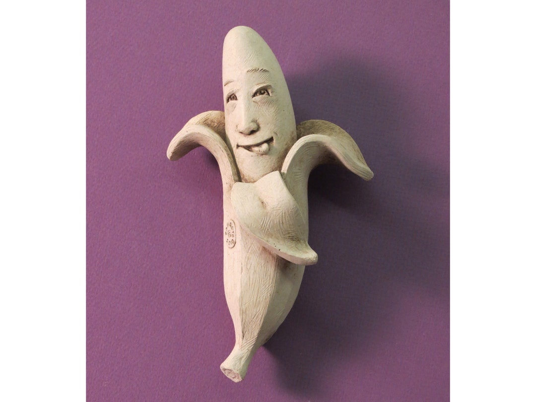 Going Bananas Stone Sculpture, Banana Art With a Funny Face, Fruit