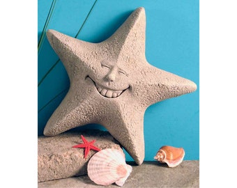 Starfish Sculpture Costal Art, Beach Wall Art, Stone Sculpture Starfish Art, Beachcomber Art, Sea Sculpture, Costal Starfish Art