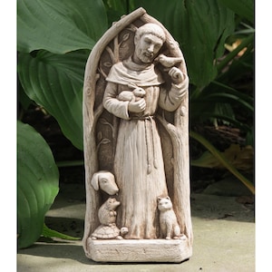 St. Francis Plaque for Home & Garden, Saint Francis Stone Statue, St. Francis of Assisi, Patron Saint of Animals, St. Francis Stone Plaque