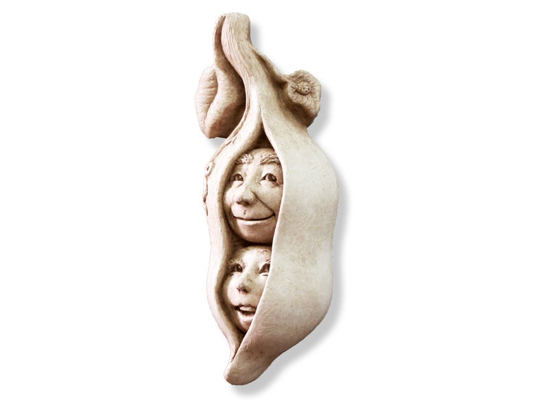 2 Peas in a Pod Art Two Peas in a Pod Faces Sculpture Peapod Etsy
