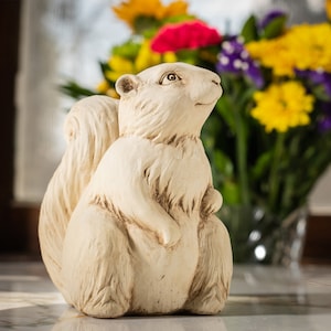 Squirrel Statue for Garden or Home, Garden Sculpture Squirrel, Squirrel Figurine, Stone Sculpture Squirrel, Nature Lover Gift, Garden Art