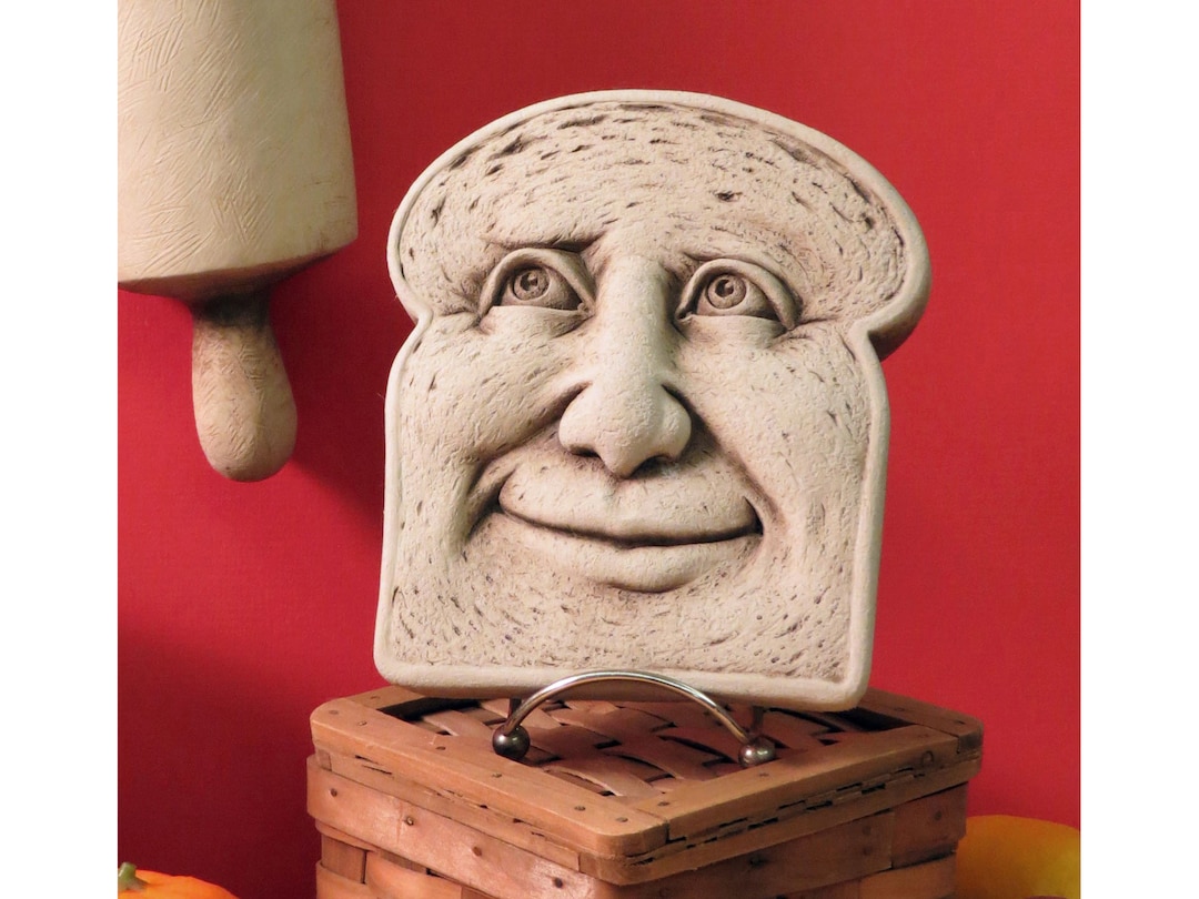 Toast Face, Toast Art With Friendly Face, Toast Sculpture, Toast Plaque
