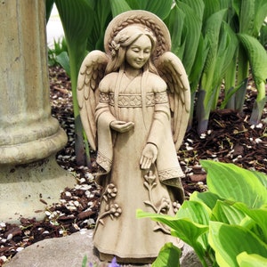 Angel of Hope Statue for Garden and Home, Angel Figure Made of Stone, Angel Sympathy Gift for Loss of a Loved One, Garden Angel Wings