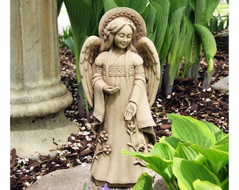 Angel of Hope Statue for Garden and Home, Angel Figure Made of Stone, Angel Sympathy Gift for Loss of a Loved One, Garden Angel Wings