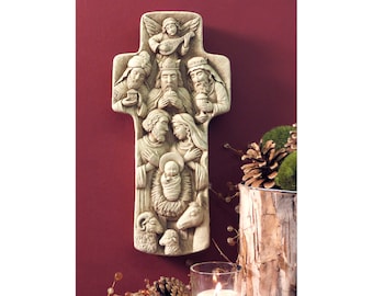 Christmas Nativity Plaque for Home & Garden, Stone Nativity Scene With the Holy Family, Christmas Wall Decor Gift with Jesus Mary Joseph