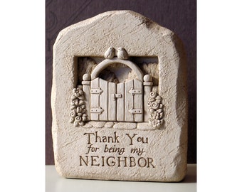 Thank You Gift for a Neighbor, Thank You Neighbor Stone, Small Stone Free-Standing Sculpture, Small Thank You Gift, Thank You Mini Stone