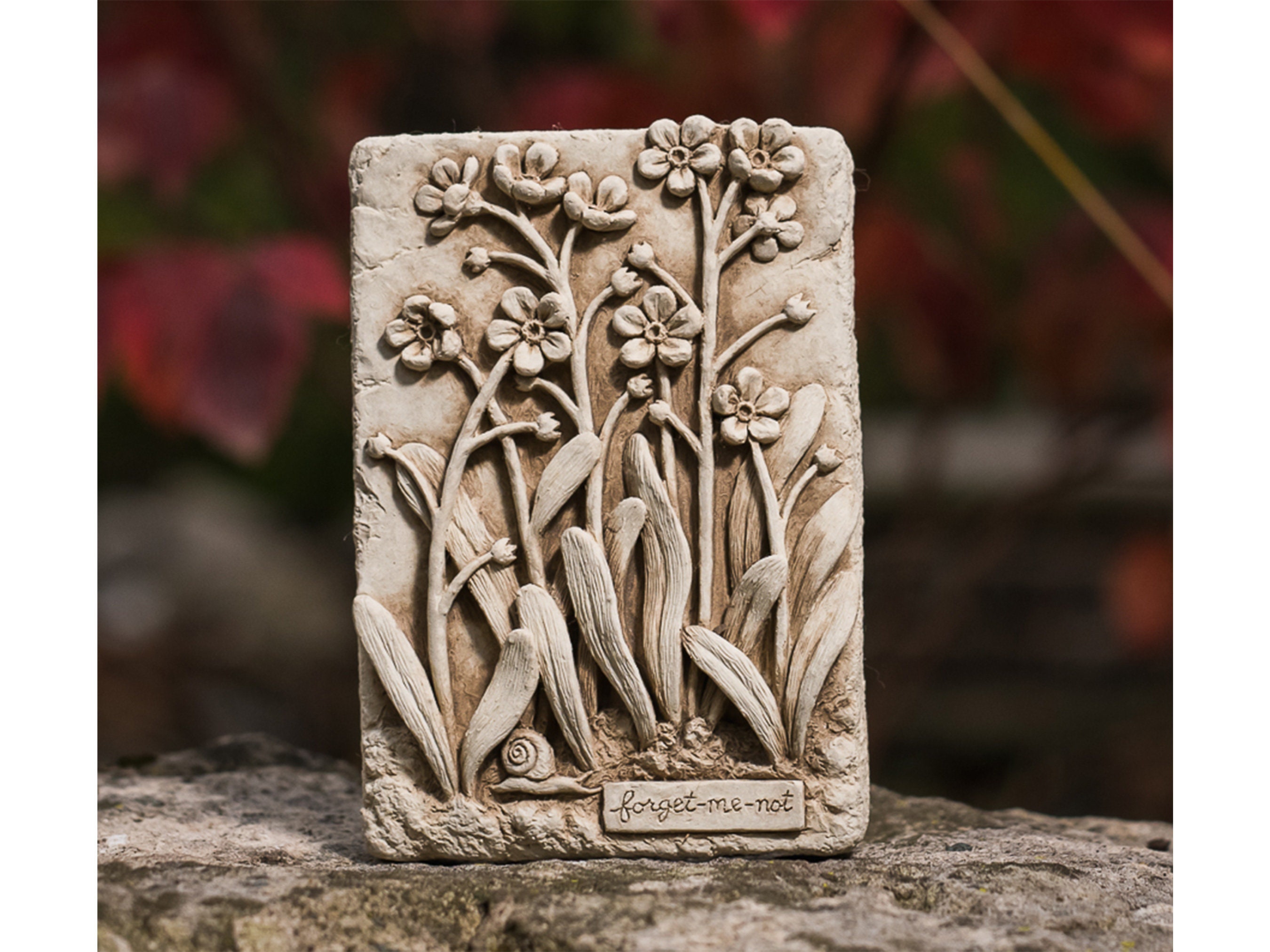 Forget-me-not Plaque, Stone Sculpture of Forget-me-not Flowers