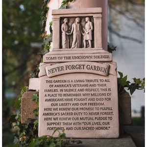 Stone Garden Marker, Never Forget Garden Sculpture, Tomb of Unknown Soldier Military Veteran Gift, Military Veteran Memorial Garden Plaque