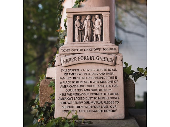 Stone Garden Marker, Never Forget Garden Sculpture, Tomb of Unknown Soldier Military Veteran Gift, Military Veteran Memorial Garden Plaque