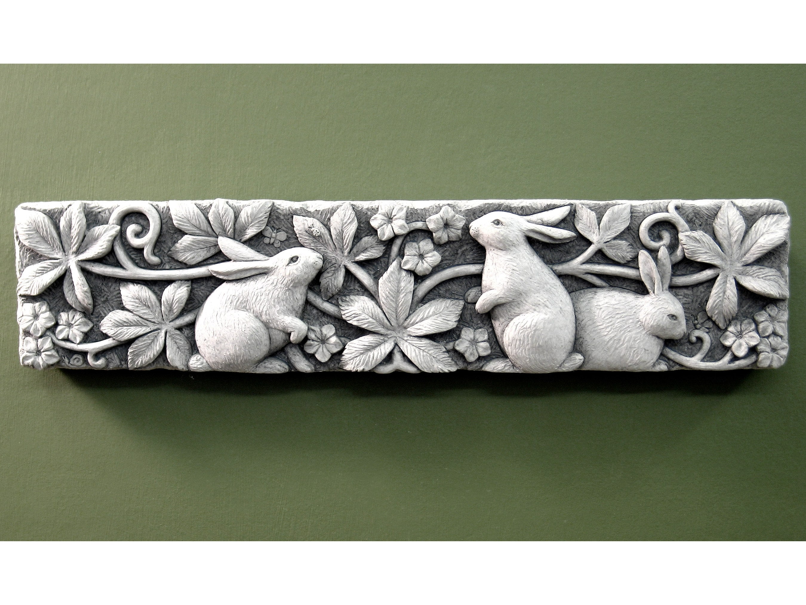 Bunny Plaque for Home & Garden, Bunnies in the Flowers, Floral Bunny ...