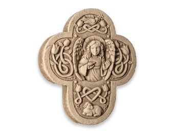 Angel Wings Plaque for Home & Garden, Angel Figurine Sculpture, Angel Blessings Stone Cross, Angel Housewarming Gift, Angel Decor