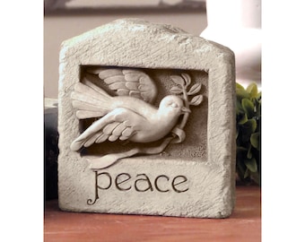 Dove Of Peace, Peace Dove With Olive Branch, Peace Statue with Dove, Peace Stone, Peace Dove Wall Art, Loss Of Loved One Sympathy Gift