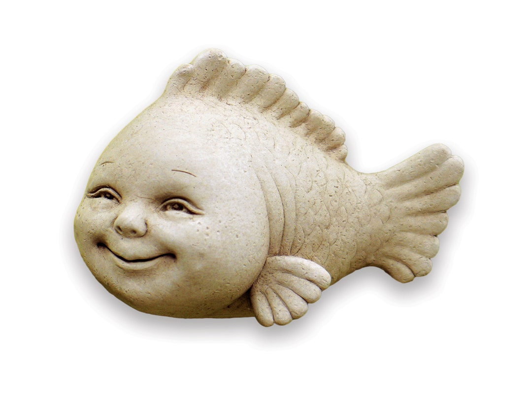 Cute Fish Sculpture Stone Figurine, Beach Home Decor, Baby Fish Art