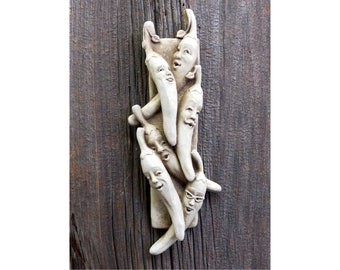Chili Pepper Stone Sculpture for Home & Garden, Chili Peppers Ornament, Chili Peppers Garden Art, Red Hot Chili Pepper Kitchen Wall Art