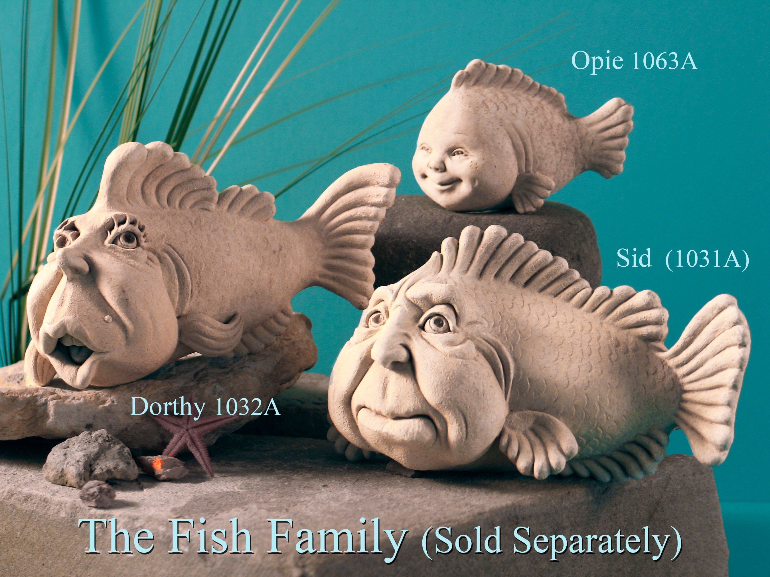 Cute Fish Sculpture Stone Figurine, Beach Home Decor, Baby Fish