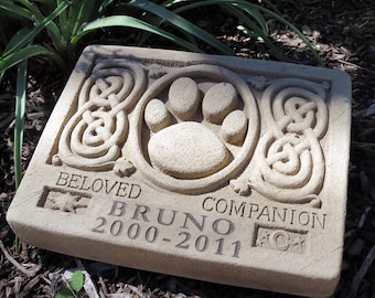 Pet Memorial Stone, Personalized Memorial Stone for Dog or Cat, Custom Engraved Stone for Pet, Pet Gravestone Marker, Celtic Pet Memorial