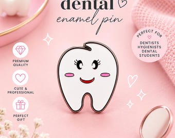 Enamel Tooth Pin, dental pin for Dental Nurse, Dental Hygienist Gift, dentist gift