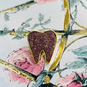 Dentist gift, glitter enamel pin, tooth pin, dental nurse gift, dental hygienist gift, dental reception, dental gifts