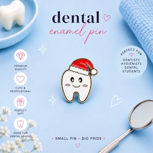 Regalo di Natale per dentisti, regalo per dentisti, spilla smaltata natalizia, regalo per infermiere dentistiche, regalo per dentisti, regalo per igienisti dentali immagine 2
